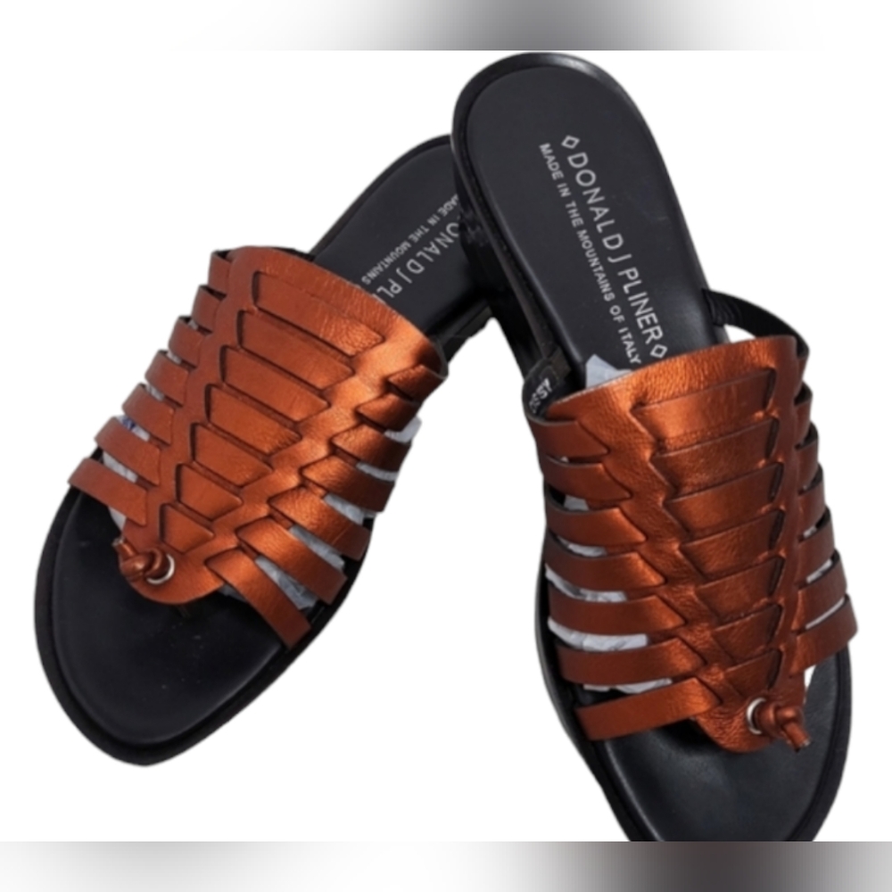 Donald J Pliner Cissy Strappy Wedge Copper Sandals Platform 7.5 - Picture 2 of 6